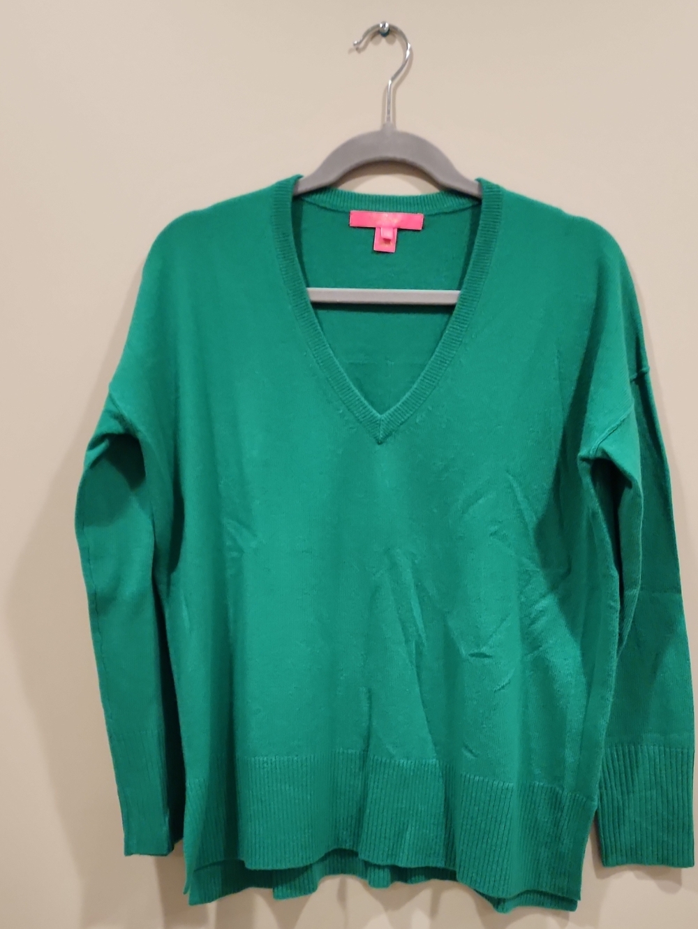 Lilly Pulitzer Kelly Green V-Neck Sweater, Size Small